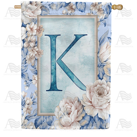 America Forever Old Fashion Flowers Monogram House Flag