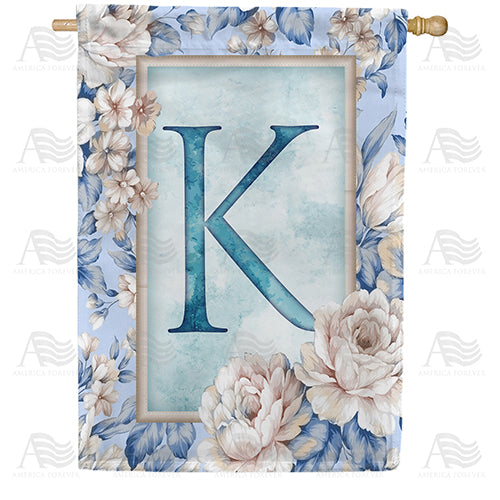 America Forever Old Fashion Flowers Monogram House Flag