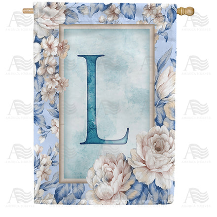 America Forever Old Fashion Flowers Monogram House Flag