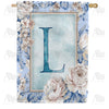 America Forever Old Fashion Flowers Monogram House Flag