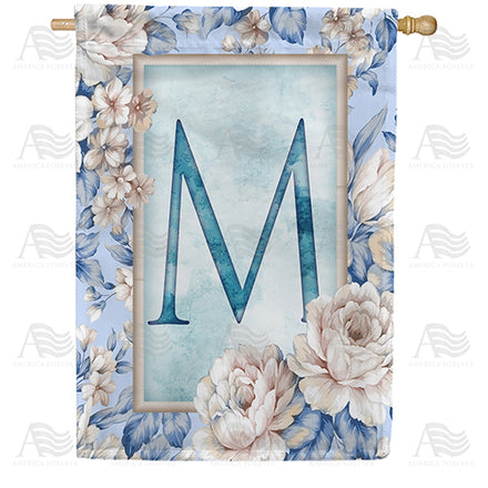 America Forever Old Fashion Flowers Monogram House Flag