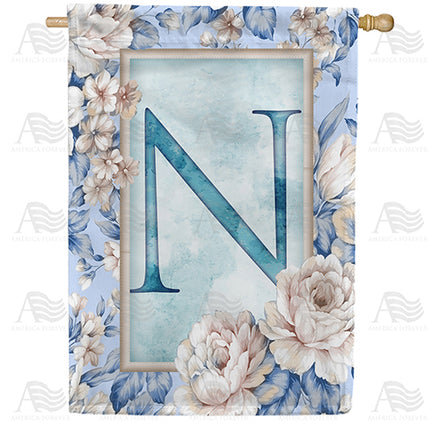 America Forever Old Fashion Flowers Monogram House Flag