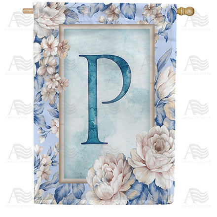 America Forever Old Fashion Flowers Monogram House Flag