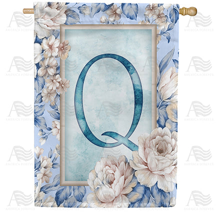 America Forever Old Fashion Flowers Monogram House Flag