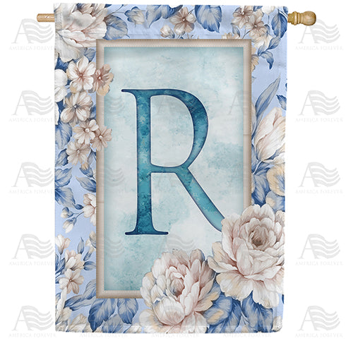 America Forever Old Fashion Flowers Monogram House Flag