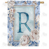 America Forever Old Fashion Flowers Monogram House Flag