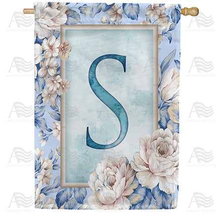 America Forever Old Fashion Flowers Monogram House Flag