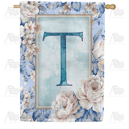 America Forever Old Fashion Flowers Monogram House Flag