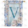 America Forever Old Fashion Flowers Monogram House Flag