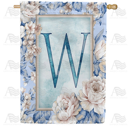 America Forever Old Fashion Flowers Monogram House Flag