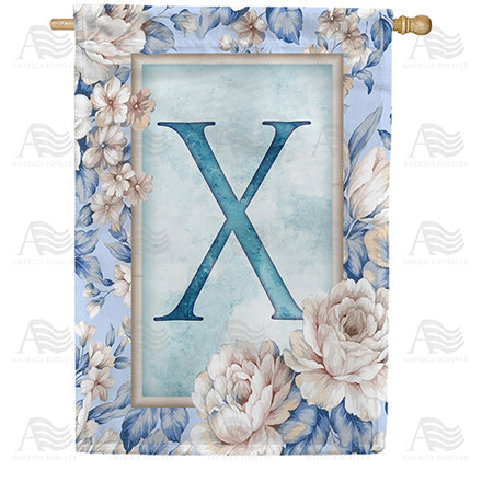 America Forever Old Fashion Flowers Monogram House Flag