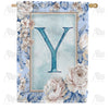 America Forever Old Fashion Flowers Monogram House Flag
