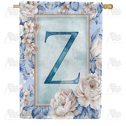 America Forever Old Fashion Flowers Monogram House Flag
