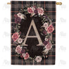 America Forever Pink And Black Plaid Monogram House Flag