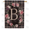 America Forever Pink And Black Plaid Monogram House Flag