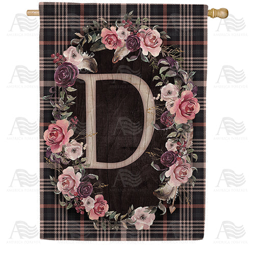 America Forever Pink And Black Plaid Monogram House Flag