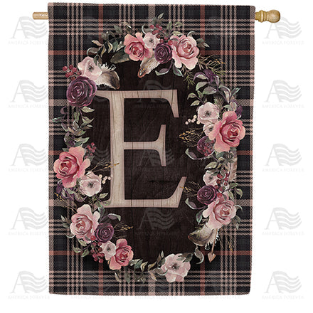 America Forever Pink And Black Plaid Monogram House Flag