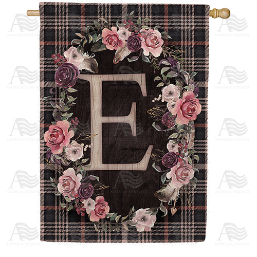 America Forever Pink And Black Plaid Monogram House Flag