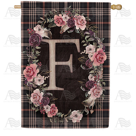 America Forever Pink And Black Plaid Monogram House Flag