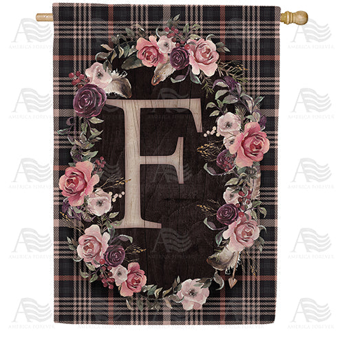 America Forever Pink And Black Plaid Monogram House Flag