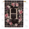 America Forever Pink And Black Plaid Monogram House Flag