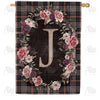 America Forever Pink And Black Plaid Monogram House Flag
