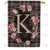 America Forever Pink And Black Plaid Monogram House Flag