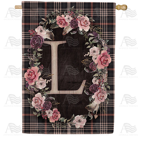 America Forever Pink And Black Plaid Monogram House Flag