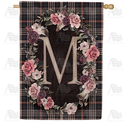 America Forever Pink And Black Plaid Monogram House Flag