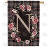 America Forever Pink And Black Plaid Monogram House Flag