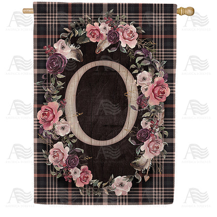 America Forever Pink And Black Plaid Monogram House Flag