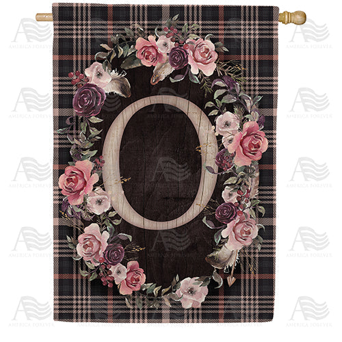 America Forever Pink And Black Plaid Monogram House Flag