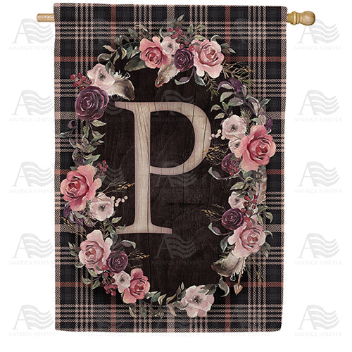 America Forever Pink And Black Plaid Monogram House Flag