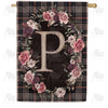 America Forever Pink And Black Plaid Monogram House Flag