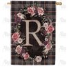 America Forever Pink And Black Plaid Monogram House Flag