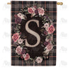 America Forever Pink And Black Plaid Monogram House Flag