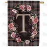 America Forever Pink And Black Plaid Monogram House Flag