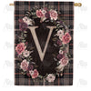 America Forever Pink And Black Plaid Monogram House Flag