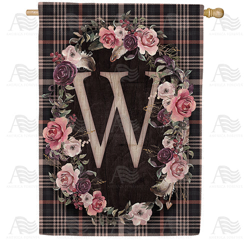America Forever Pink And Black Plaid Monogram House Flag