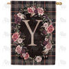 America Forever Pink And Black Plaid Monogram House Flag