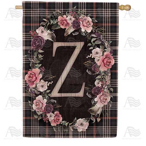 America Forever Pink And Black Plaid Monogram House Flag