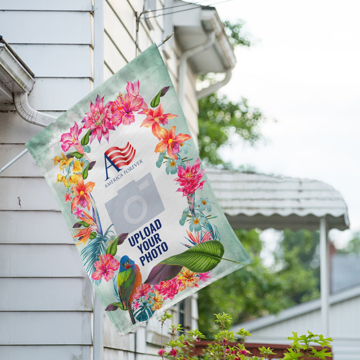 America Forever Personalized Island Flowers House Flag