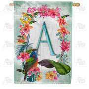 America Forever Island Flowers Monogram House Flag