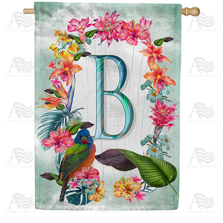 America Forever Island Flowers Monogram House Flag