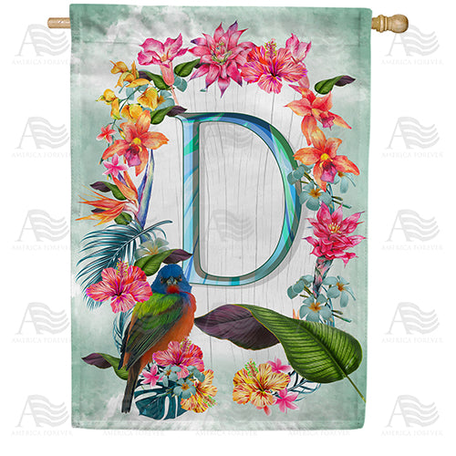 America Forever Island Flowers Monogram House Flag