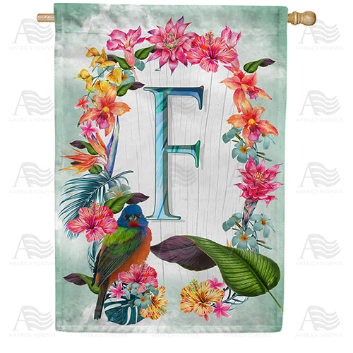 America Forever Island Flowers Monogram House Flag