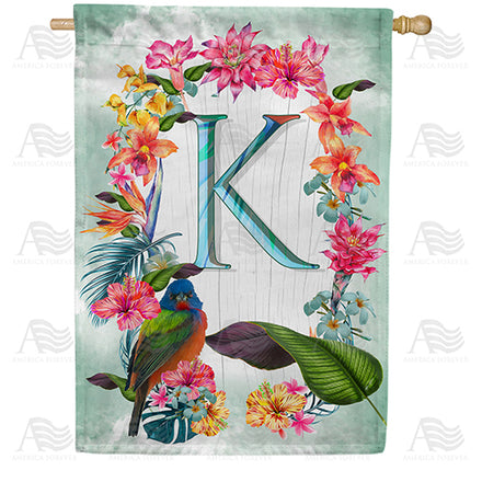 America Forever Island Flowers Monogram House Flag