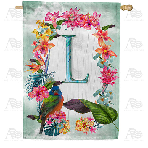 America Forever Island Flowers Monogram House Flag