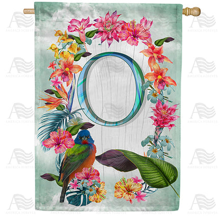 America Forever Island Flowers Monogram House Flag