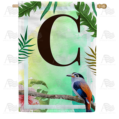 America Forever Tropical Bird Monogram House Flag
